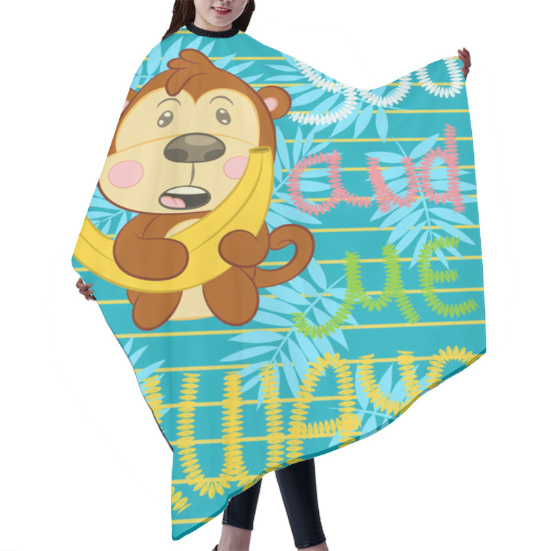 Personality  Illustration Vector Of Cute Monkeys. Hair Cutting Cape