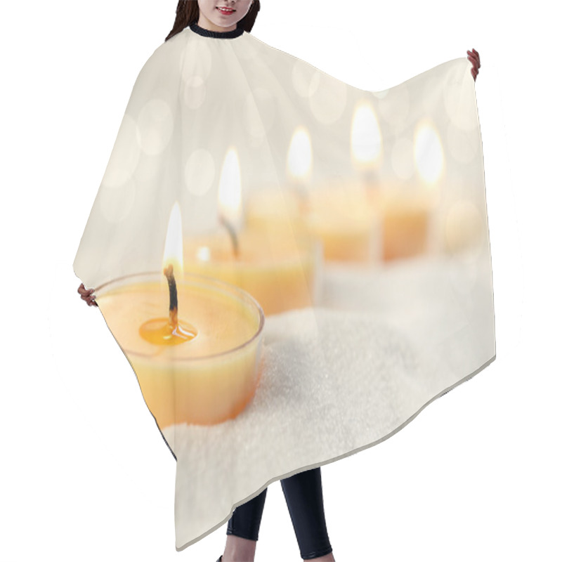 Personality  Votive Candles In Sand Hair Cutting Cape