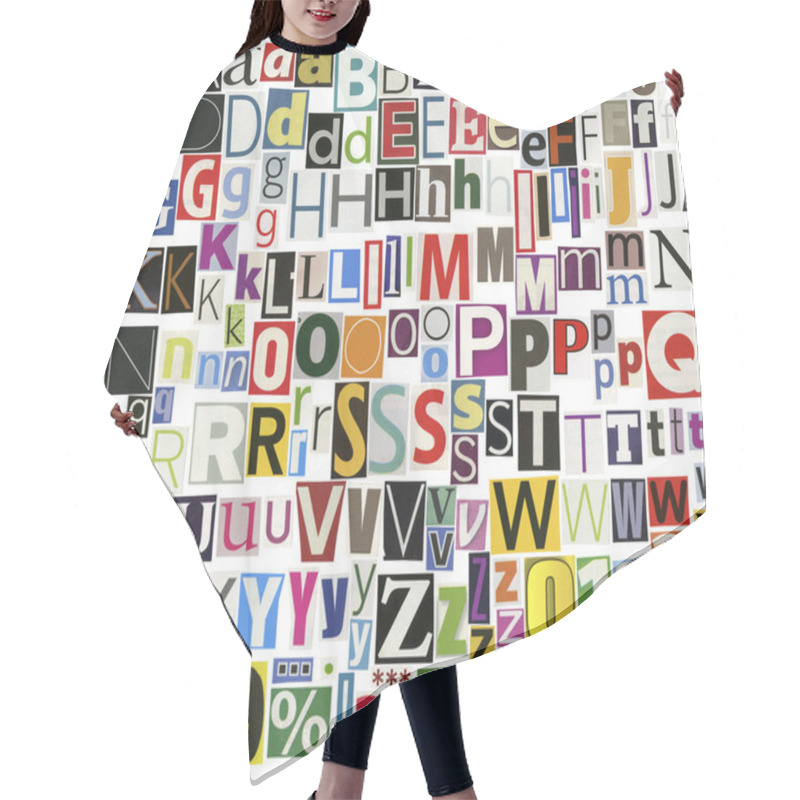 Personality  Newspaper Clippings Alphabet Hair Cutting Cape