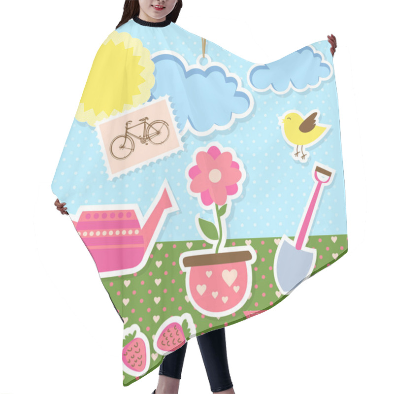 Personality  Background With Garden Items Hair Cutting Cape