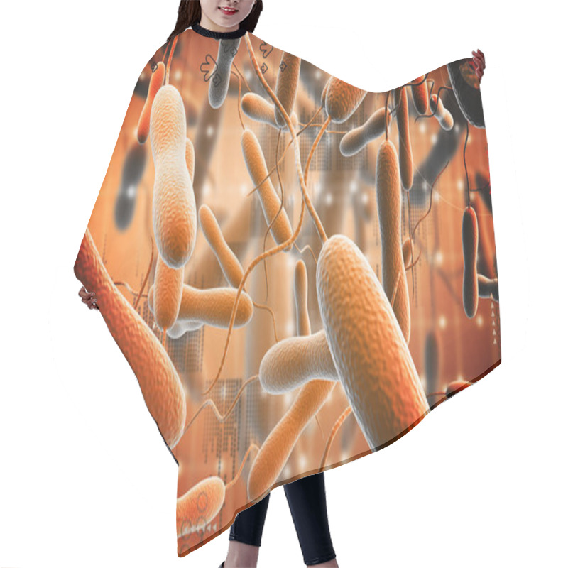 Personality  Digital Illustration Of Cholera Bacteria In   Colour Background  	 Hair Cutting Cape