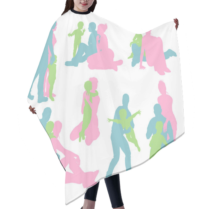 Personality  Happy Family Silhouettes Hair Cutting Cape