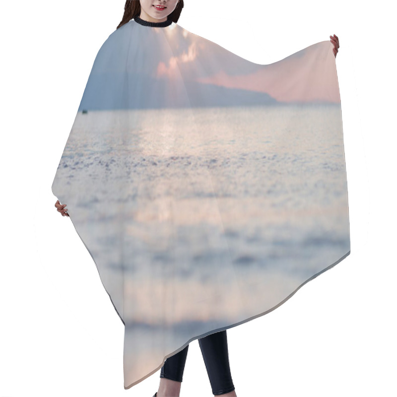 Personality  Sea Waves Over Sand Beach At Sunset Time Hair Cutting Cape