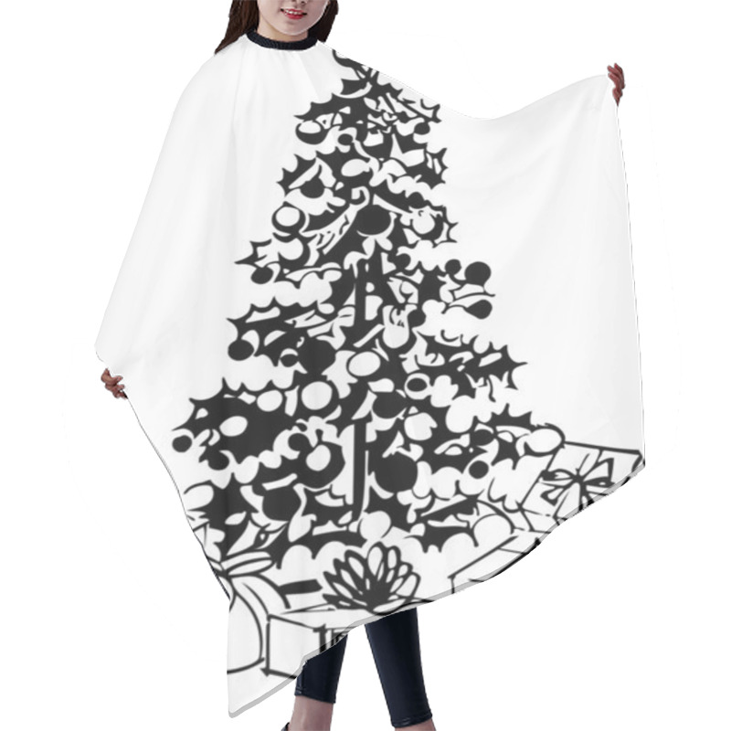 Personality  Christmas Tree And Gifts Hair Cutting Cape