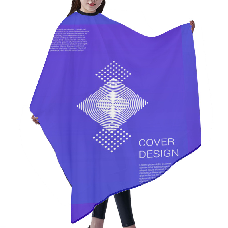 Personality  Futuristic Vector Geometric Cover Design With Gradient And Abstract Lines And Figures For Your Business. Template Design With Hologram, Gradient Effect For Electronic Festival. Hair Cutting Cape