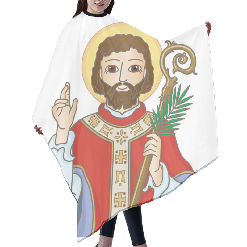 Personality  Saint Valentine, Roman Saint, The Patron Saint Of Affianced Couples, Commemorated On February 14. Vector Illustration  Hair Cutting Cape