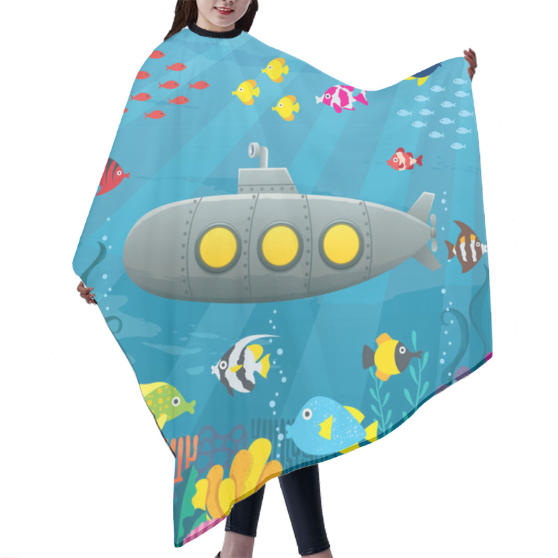 Personality  Submarine Cartoon Background Hair Cutting Cape