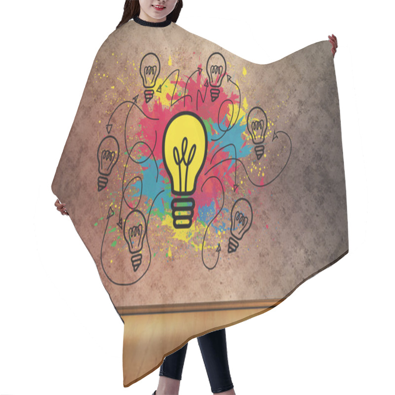 Personality  Colourful Light Bulbs Graphic In Empty Brown Room Hair Cutting Cape