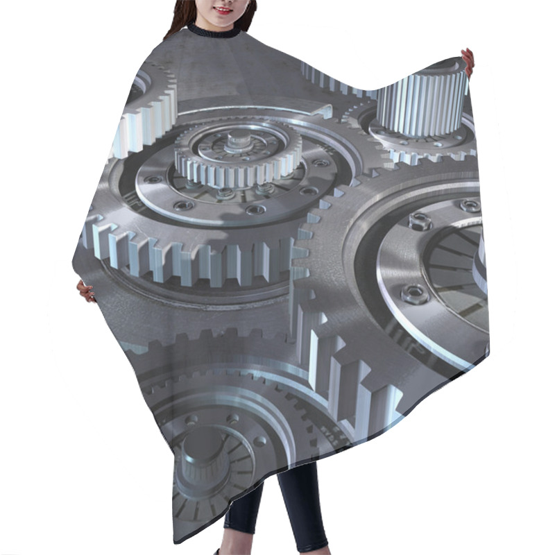 Personality  Steel Gear Mechanism Hair Cutting Cape