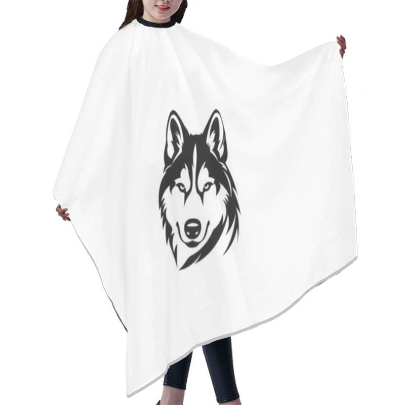 Personality  Vector Illustration Of A Wolf Portrait On A White Background For A Logo Hair Cutting Cape