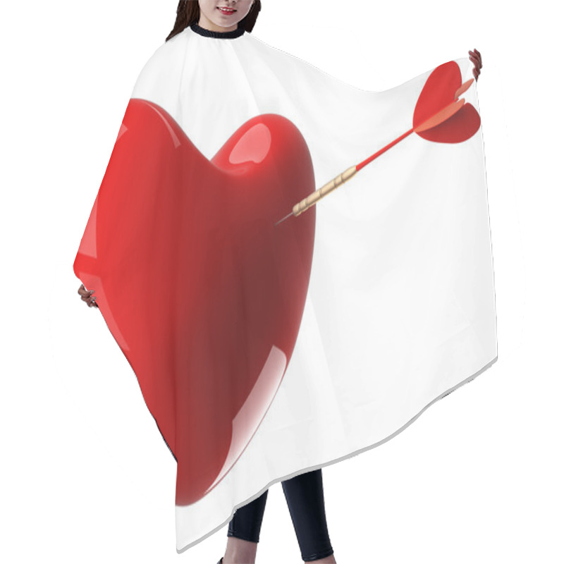 Personality  Heart Pierced By An Arrow. 3D Image. Hair Cutting Cape