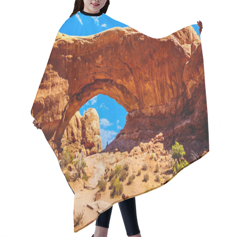 Personality  The North Window Arch, One Of The Many Large Sandstone Arches In Arches National Park Utah, United States Hair Cutting Cape