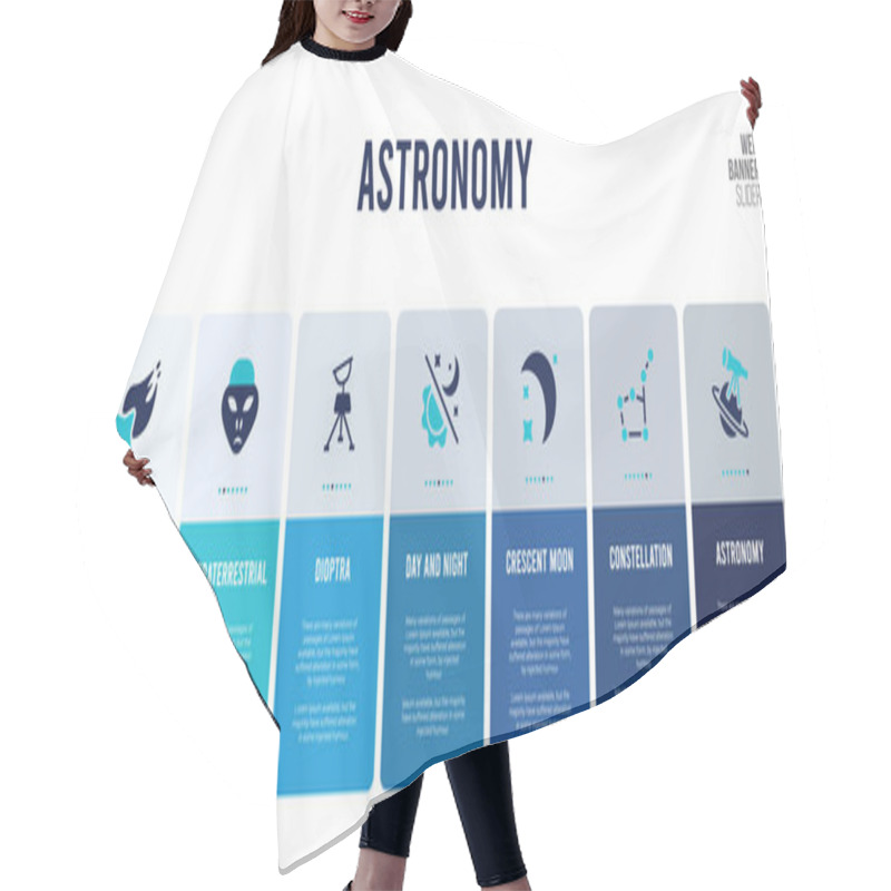 Personality  Web Banner Design With Astronomy Concept Elements. Hair Cutting Cape