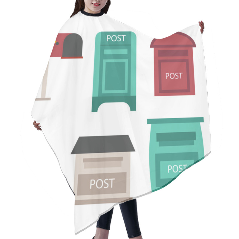 Personality  Post Mailbox Vector Set. Hair Cutting Cape