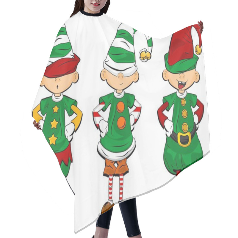 Personality  Three Different Elfs Stand Together Hair Cutting Cape