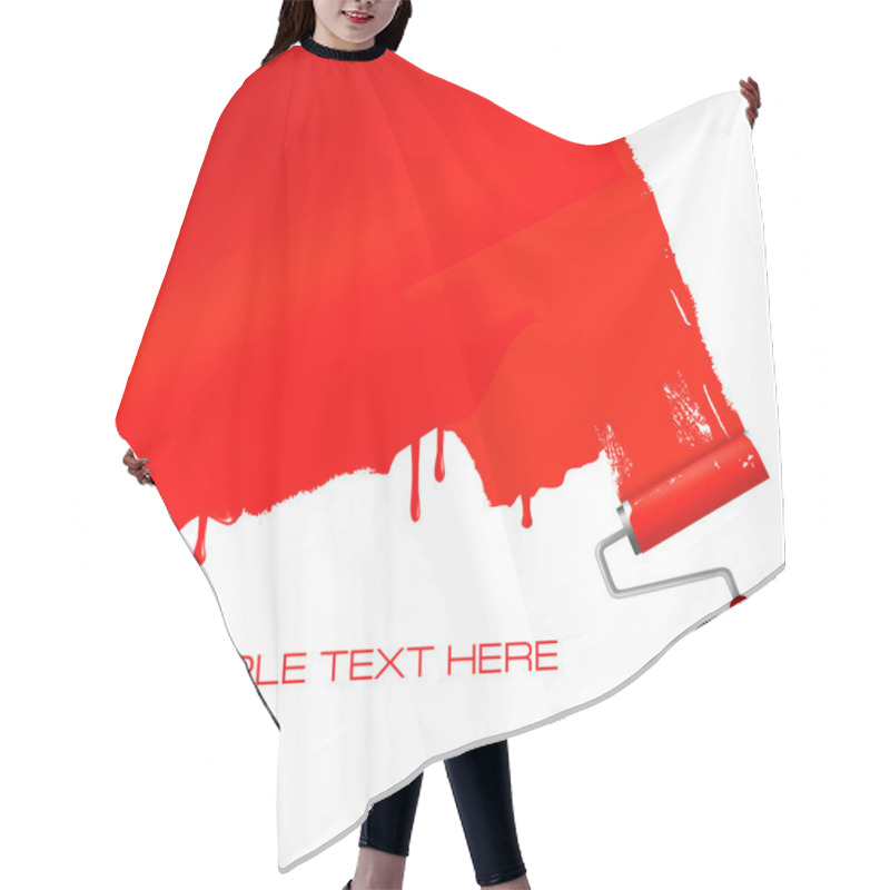 Personality  Red Paintbrush Painting The White Wall. Hair Cutting Cape