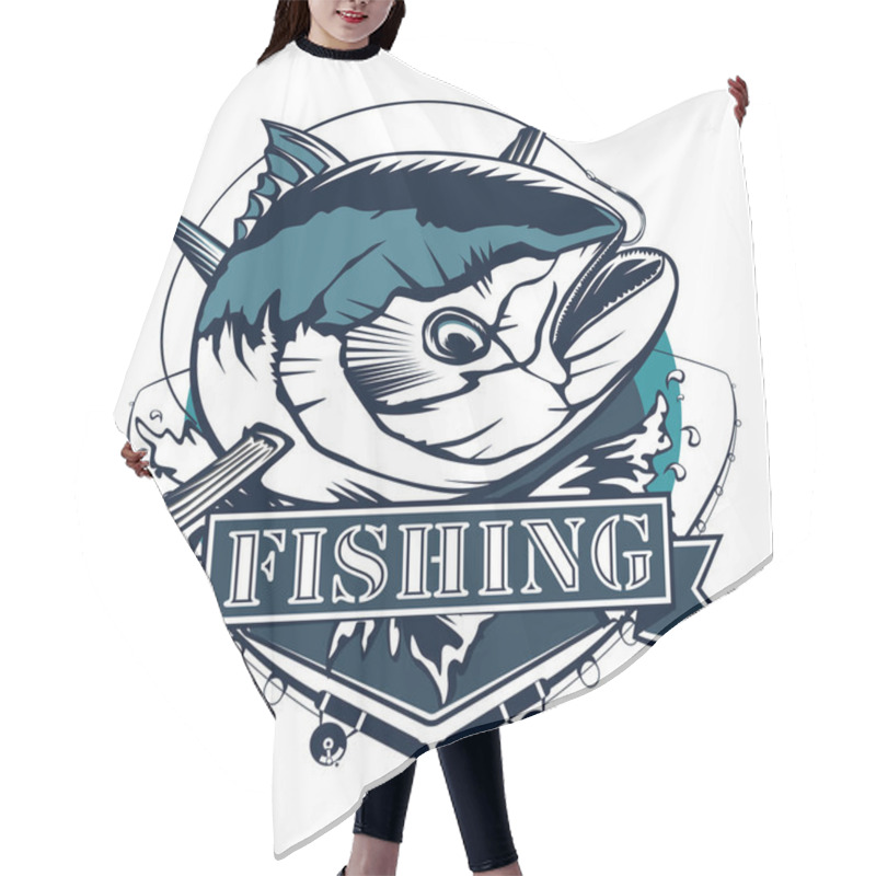 Personality  Tuna Fishing Emblem Hair Cutting Cape