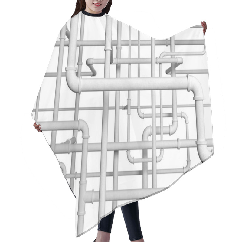 Personality  Plumbing Pipes On White Background 3d Illustration Hair Cutting Cape