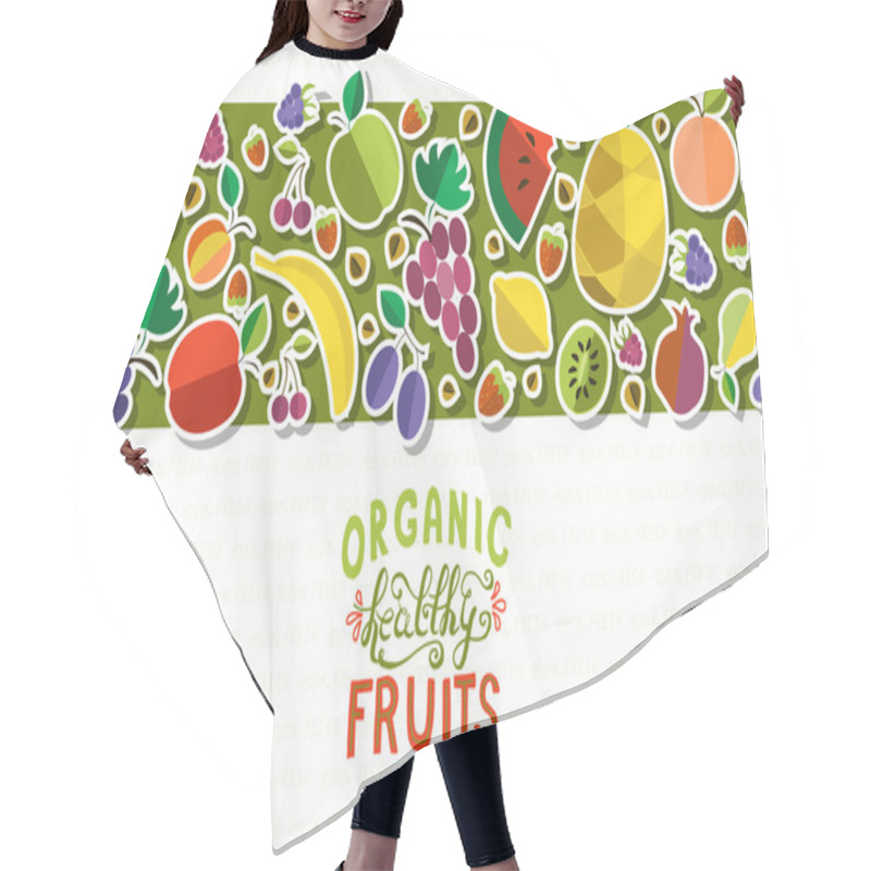 Personality  Organic Healthy Hand Sketched Fresh Fruit Banner Hair Cutting Cape