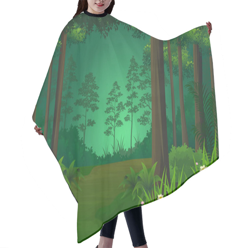 Personality  Lush Dense Green Tropical Forest Nature Landscape Background Hair Cutting Cape