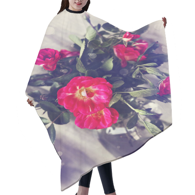 Personality  Beautiful Red Roses Hair Cutting Cape