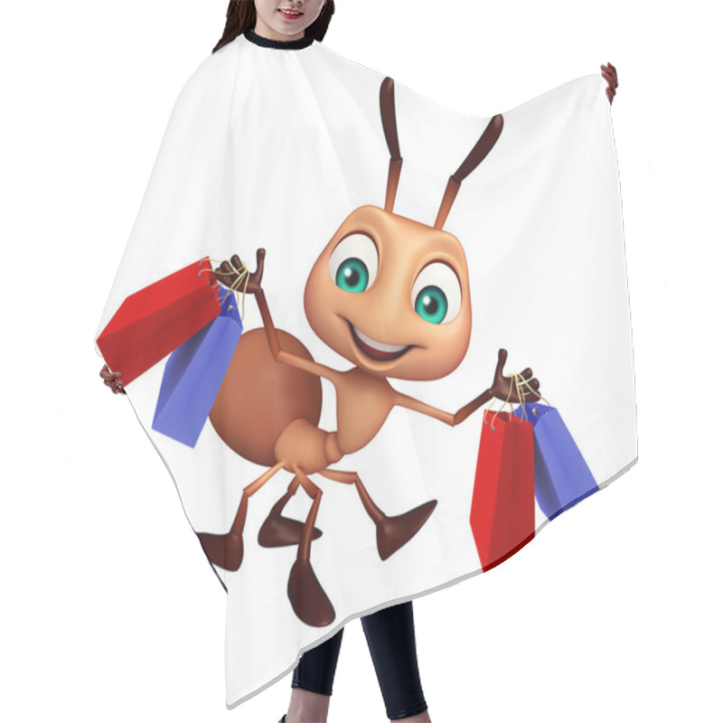 Personality  Ant Cartoon Character With Shopping Bag Hair Cutting Cape