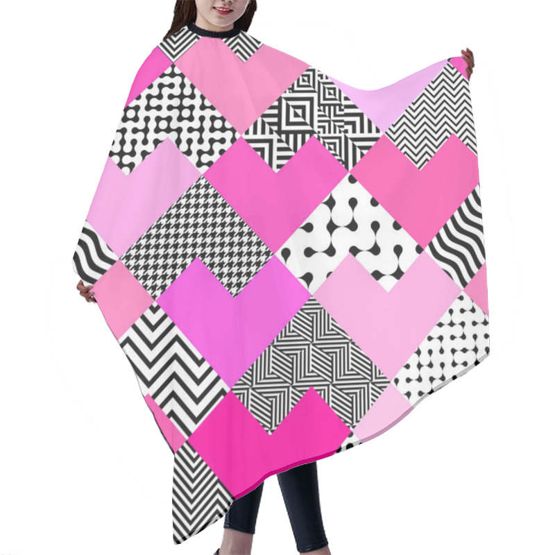 Personality  Geometric Pattern In A Patchwork Collage Style. Hair Cutting Cape