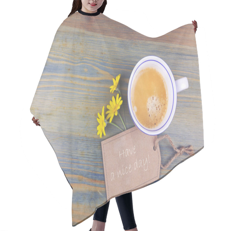 Personality  Coffee Cup And Daisy Flowers Hair Cutting Cape