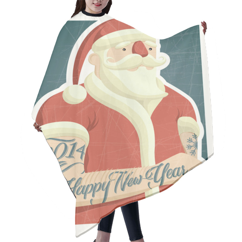 Personality  Christmas Greeting Card With Santa Claus Hair Cutting Cape