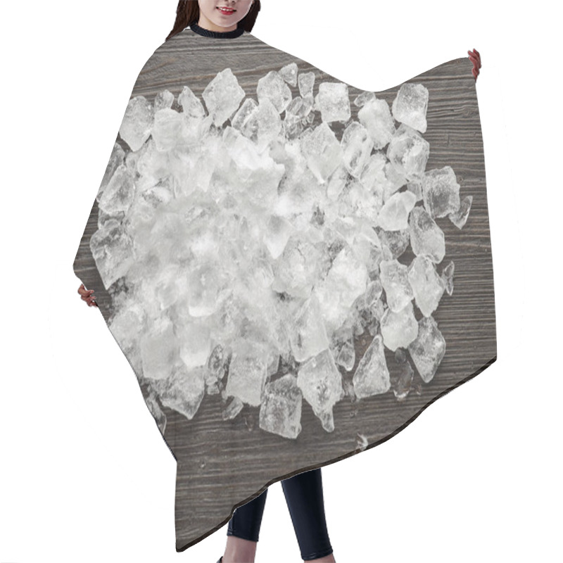 Personality  Ice Cubes On Wooden Table Hair Cutting Cape