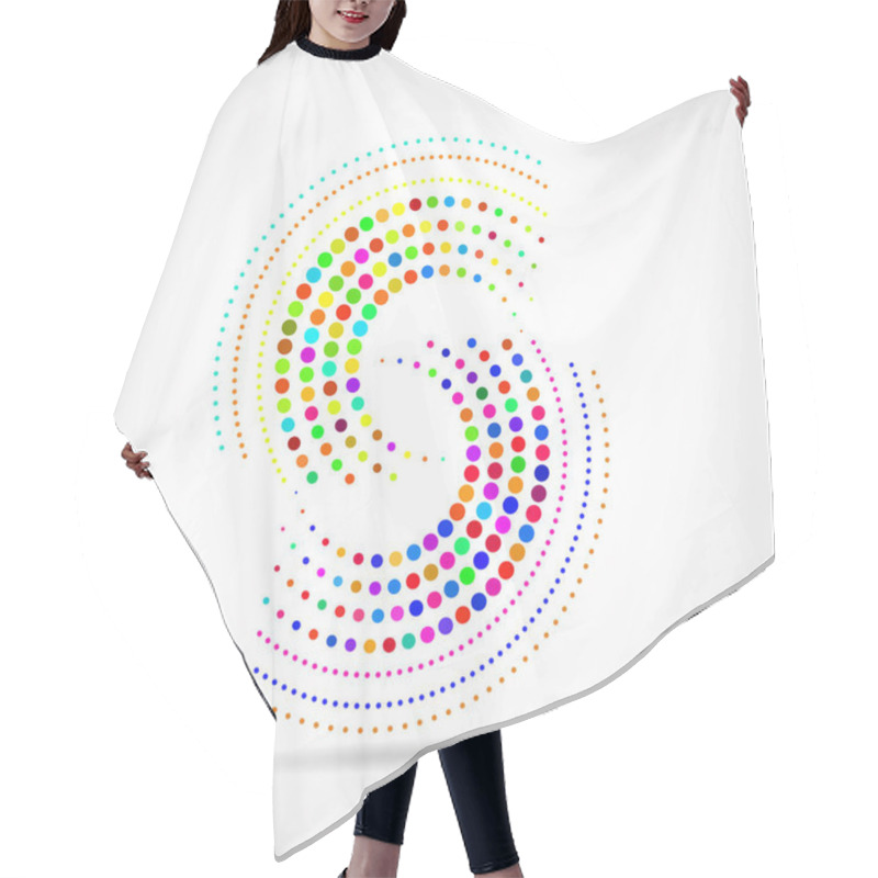 Personality  Abstract Dotted Circles. Dots In Circular Form. Halftone Effect Hair Cutting Cape