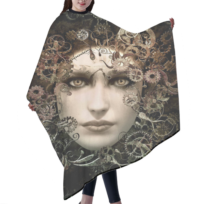 Personality  Steampunk Portrait 3d CG Hair Cutting Cape