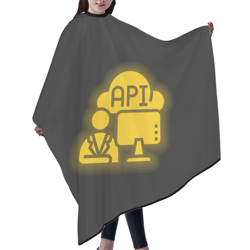 Personality  Api Yellow Glowing Neon Icon Hair Cutting Cape