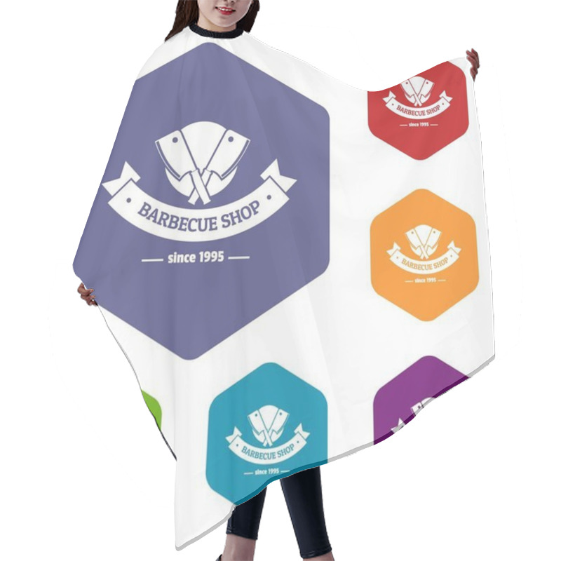 Personality  Barbecue Shop Icons Vector Hexahedron Hair Cutting Cape