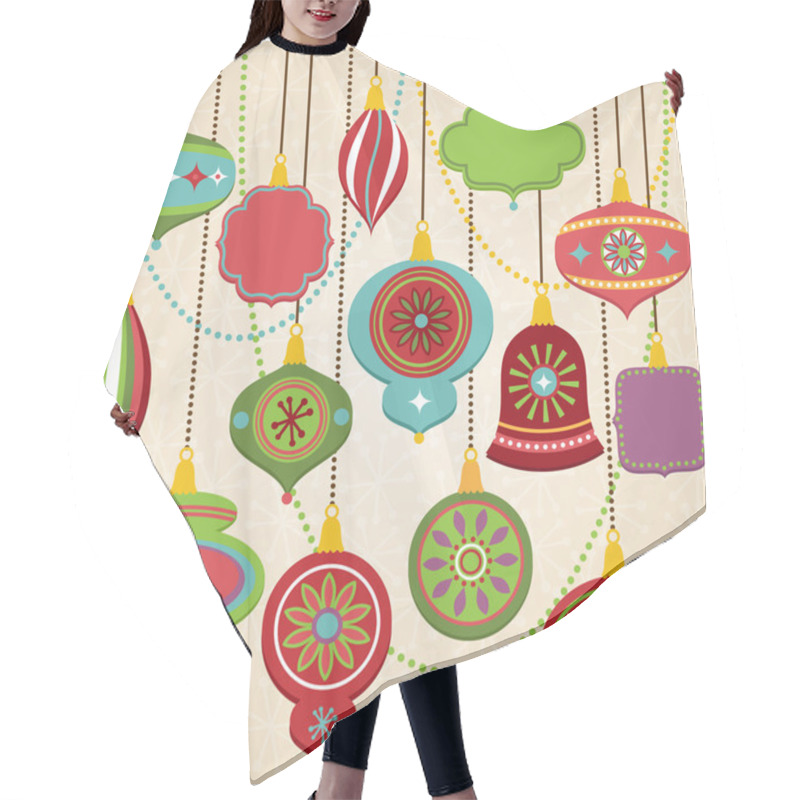 Personality  Vector Collection Of Retro Christmas Ornaments Hair Cutting Cape