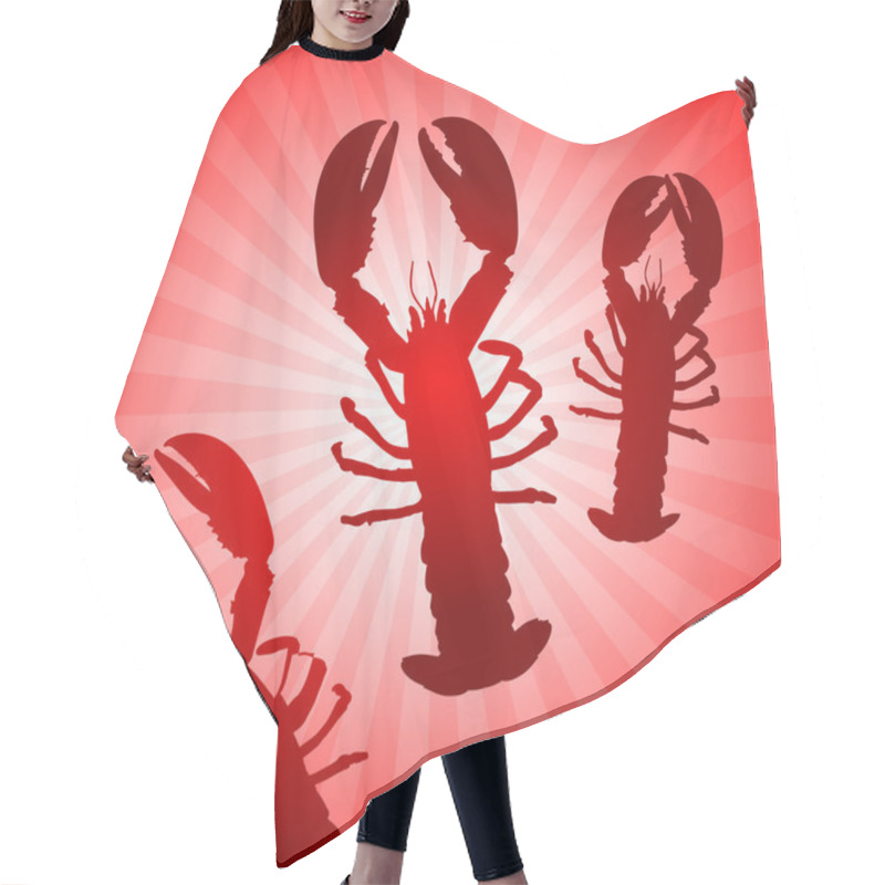 Personality  Lobster Set On Abstract Red Background Hair Cutting Cape