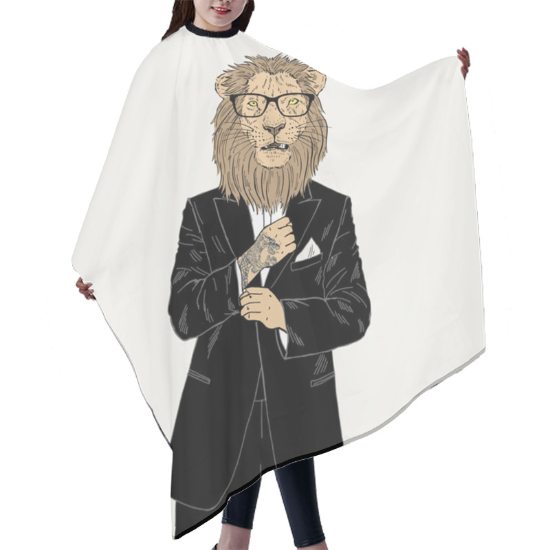 Personality  Lion Dressed Up In Tuxedo  Hair Cutting Cape