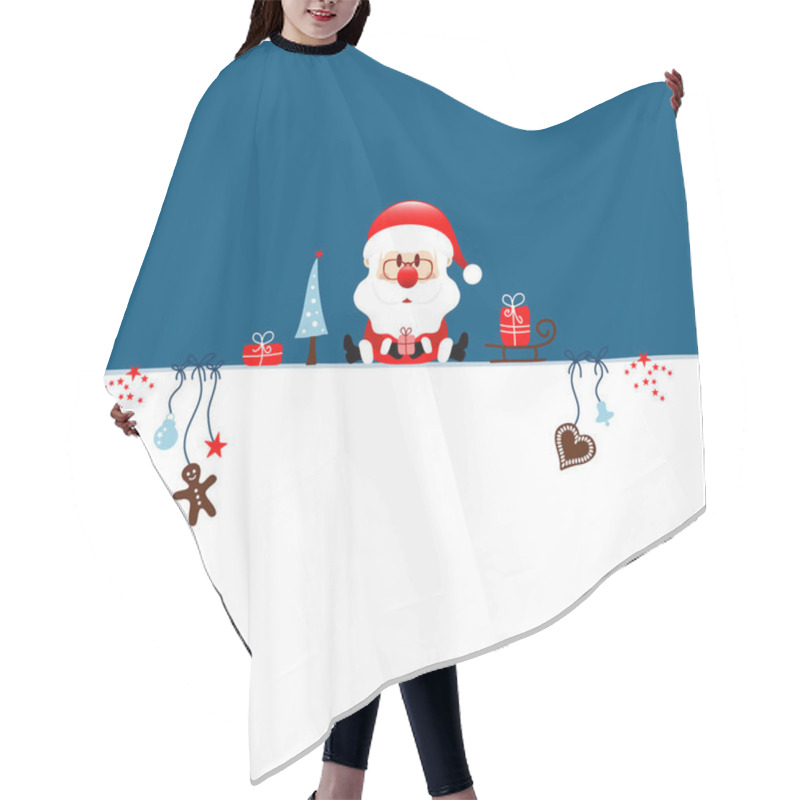 Personality  Wish List Christmas Santa And Icons Dark Blue Background Hair Cutting Cape