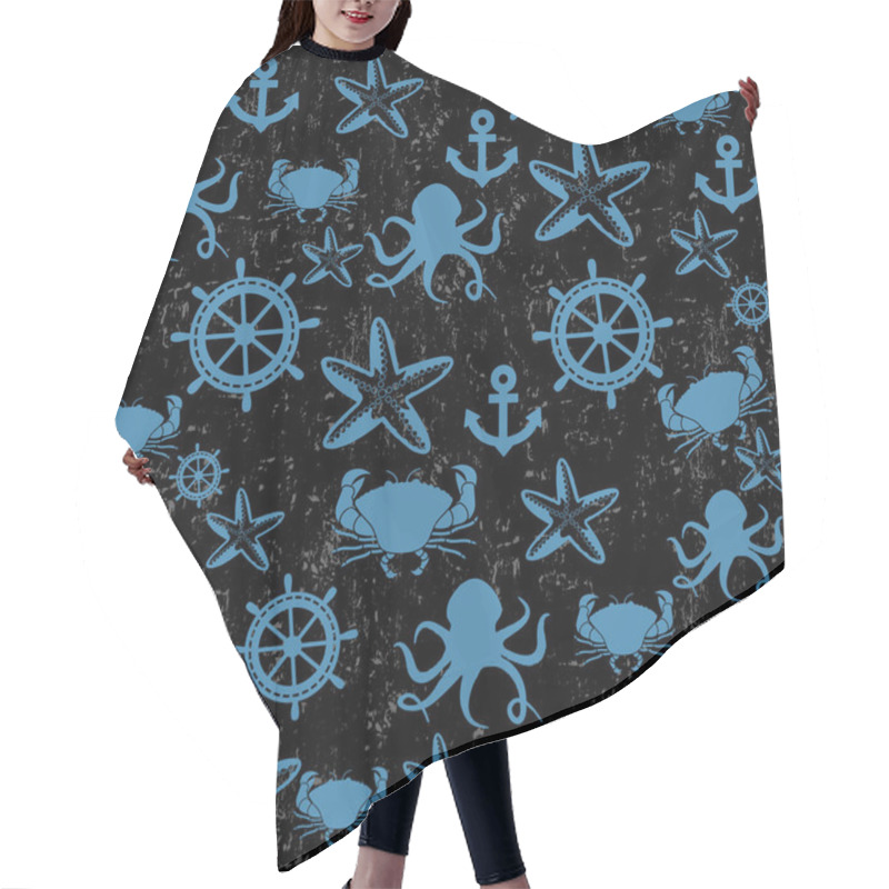 Personality  Sea Life Seamless Pattern Hair Cutting Cape