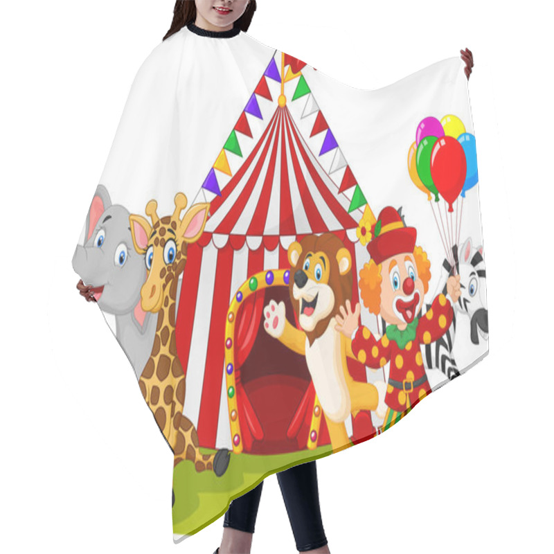 Personality  Cartoon Happy Animal Circus And Clown Hair Cutting Cape