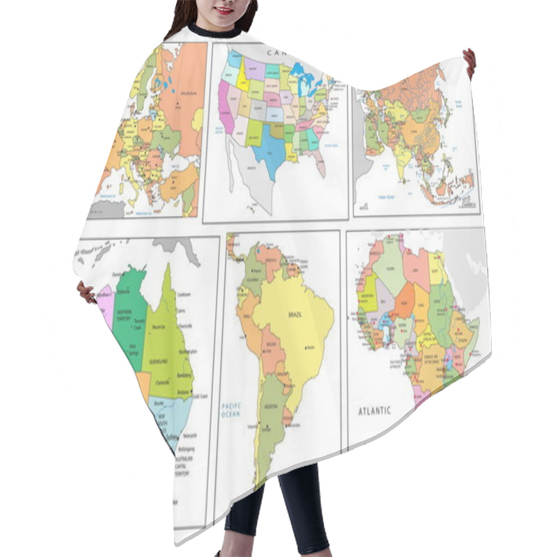 Personality  Political Map Of Continents Hair Cutting Cape