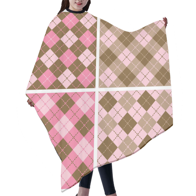 Personality  Plaid-Argyle Patterns In Pink And Brown Hair Cutting Cape