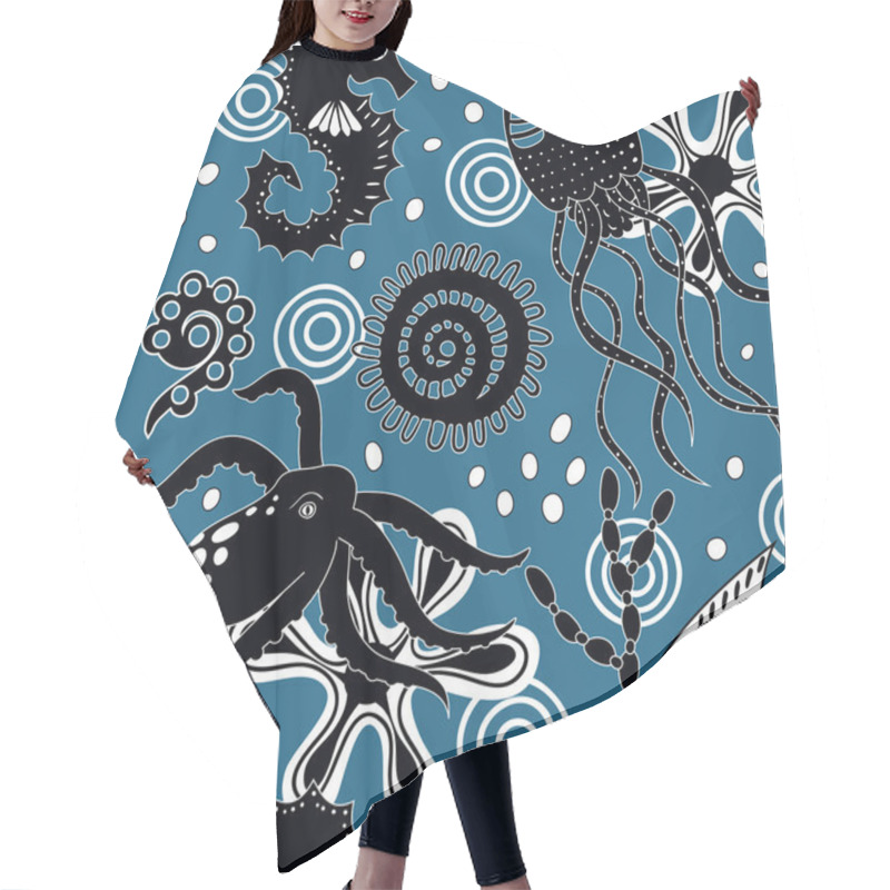 Personality  Sea Seamless Pattern Hair Cutting Cape