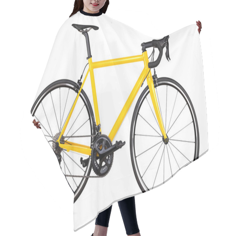 Personality  Yellow Black Racing Sport Road Bike Bicycle Racer Isolated On White Background Hair Cutting Cape