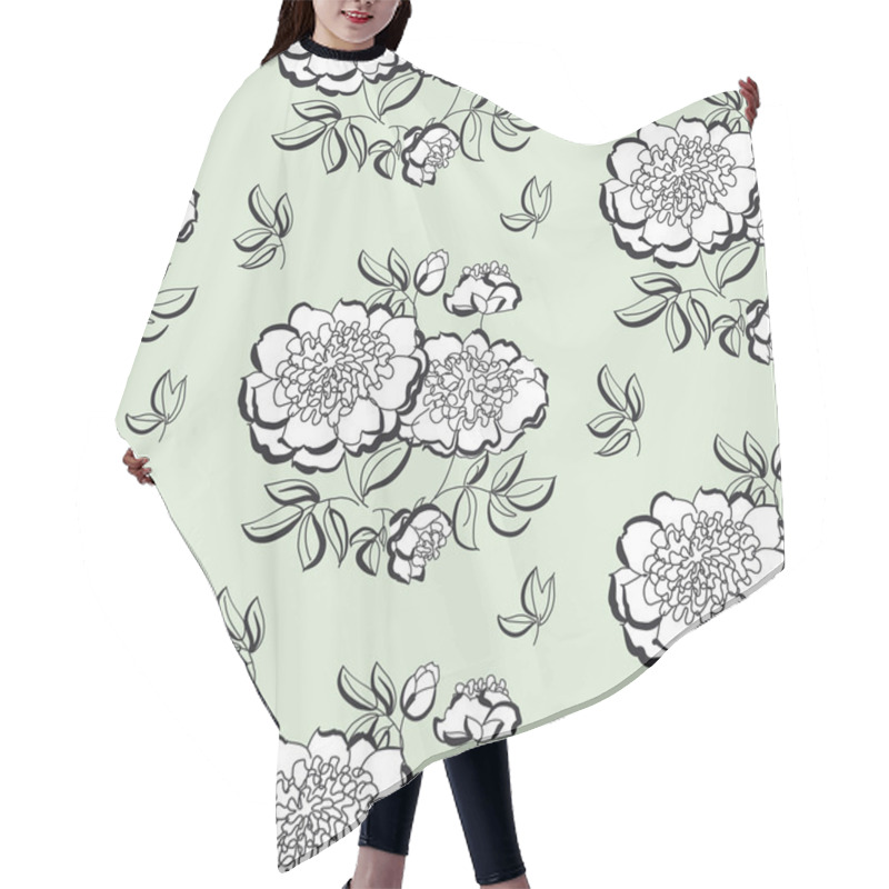 Personality  White Peony Floral Sketch. Spring Flower Vector Illustration. Bl Hair Cutting Cape