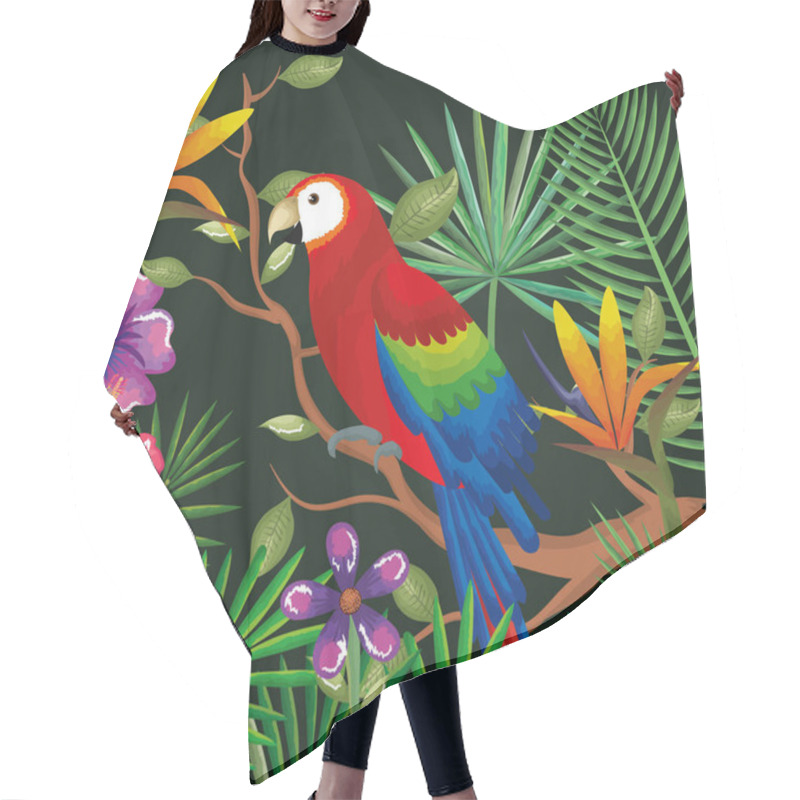 Personality  Tropical And Exotic Garden With Parrot Hair Cutting Cape