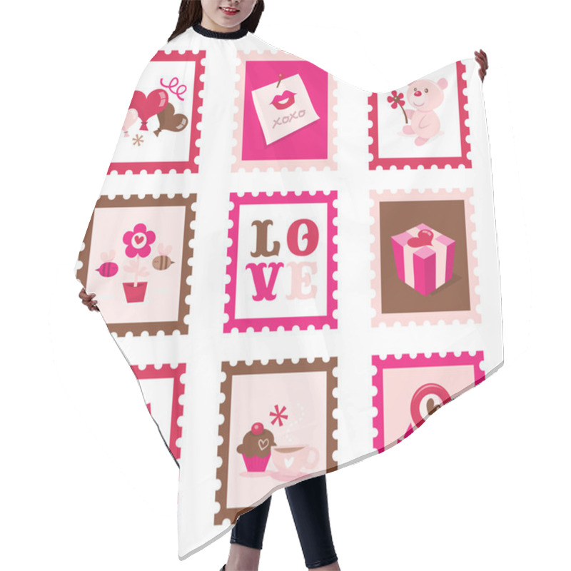 Personality  Whimsical Valentine's Day Stamps Set Hair Cutting Cape