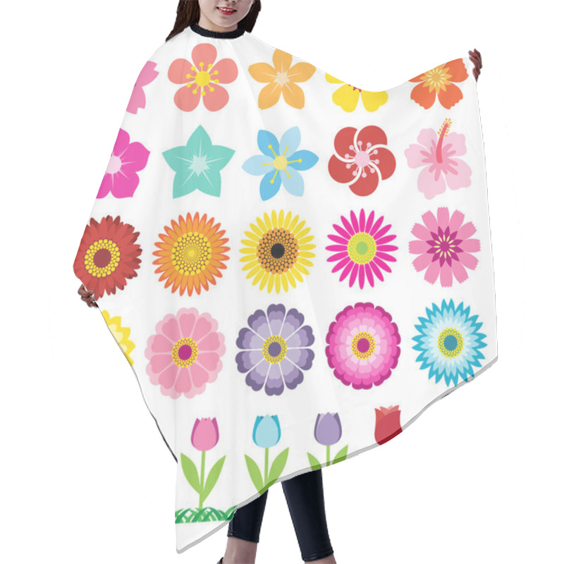 Personality  Set Of Flowers Icons Hair Cutting Cape