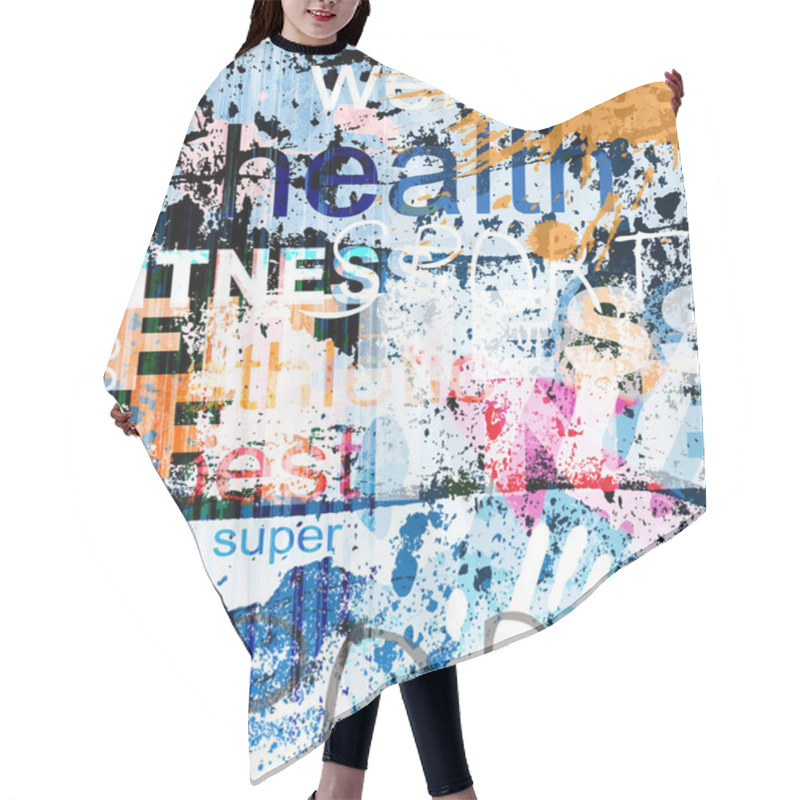 Personality  FITNESS. Word Grunge Collage On Background. Hair Cutting Cape