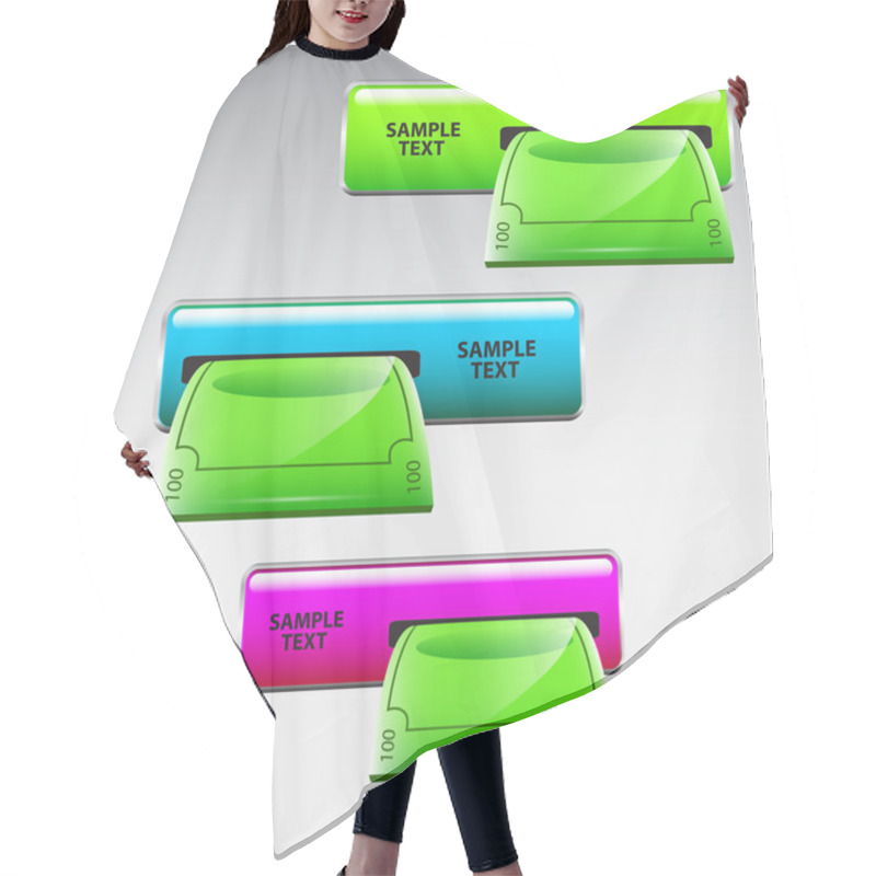 Personality  Inserting Banknote In Machine. Vector Hair Cutting Cape